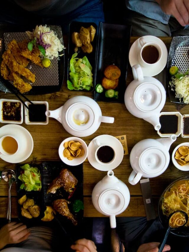 Collage of people from different cultures enjoying tea.